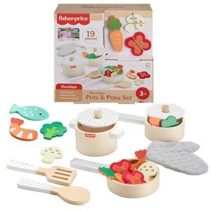 Fisher-Price Wooden Pots & Pans Kitchen Play Set